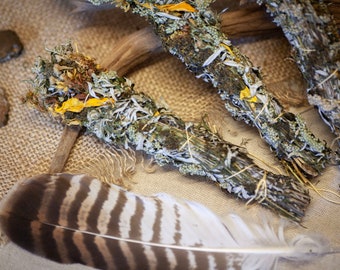 Incense bundle *Sunbeam* - handmade - own cultivation & harvest - local herbs - smudge stick - incense - herbal magic