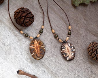Giant Sequoia Cone Necklace - Adjustable Leather Cord - Handmade Unique Piece - Forest Magic - Natural Jewelry