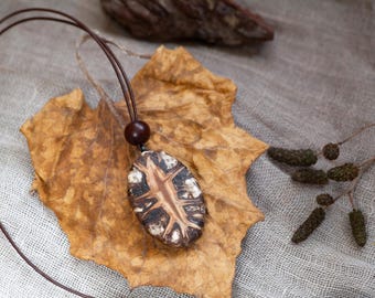 Giant Sequoia Cone Necklace - Adjustable Leather Cord - Handmade Unique Piece - Forest Magic - Natural Jewelry