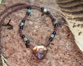 Tibet Eyes Agate - Tree Beads Macramé Necklace - Gift of the Forest - Witchcraft - Natural Jewelry - Gemstone - Single Piece