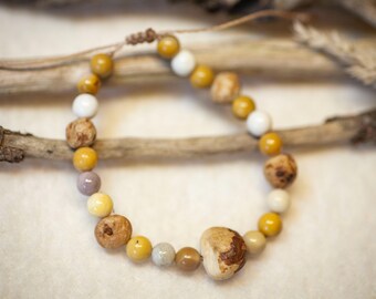 Waldjuwelen - Baumperlen Armband - Mookait - verstellbar - Naturschmuck - Unikat - Hexenei - Glücksbringer - Naturliebe - warme Farbtöne