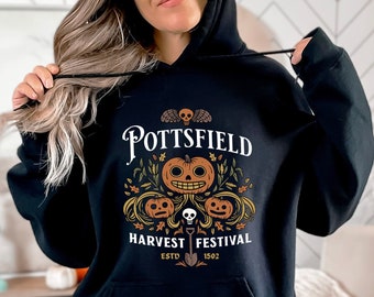 Pottsfield Harvest Festival Sweatshirt Autumn Harvest Sweatshirt Vegetables Fall Sweatshirt Goth Clothing Sweater Skeleton Festival Apparel