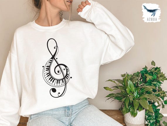 Music Note Heart Sweatshirt, Musician Gift Hoodie