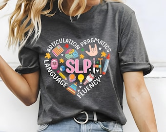 SLP Heart T-Shirt, Speech Language Pathologist Gift