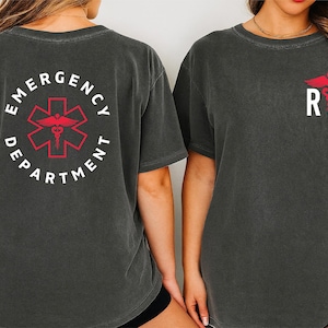 Camiseta del Departamento de Emergencias Comfort Colors®, camiseta de Enfermera de Emergencias, Trabajador de Sala de Emergencias Técnico de Emergencias, Enfermera de Emergencias, Medicina de Emergencia, Graduada en Enfermería de Trauma