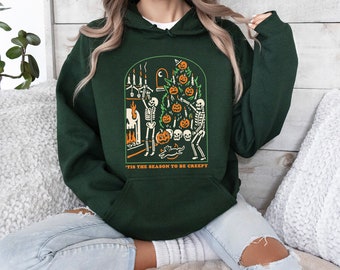 Tis the Season to be Creepy Sweatshirt and Hoodie, Dead Inside Halloween Sweatshirt, Black Halloween Sweatshirt, Funny Halloween Shirt