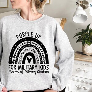 Purple Up Sweatshirt, military Shirt, Military Kid Purple Up Shirt, Month of the Military Child Support Shirt, military kid sweatshirt