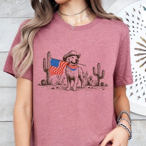 USA Dog 4th Of July Shirt, Western 4th Of July T-Shirt, USA Flag Shirt, Country American Dog Shirt, Independence Day Tees, Patriotic Dog Tee