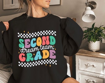 Team Second Grade Teacher Sweatshirt, Elementary School Teaching Tee