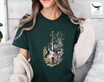 Floral Violin Icon Long Sleeve T-shirt, Music Lover Gift