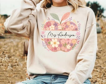Personalized Teacher Sweatshirt, Teacher Shirts, Custom Teacher Name Crewneck, First Day Of School Shirt For Teachers, Gifts for Teacher