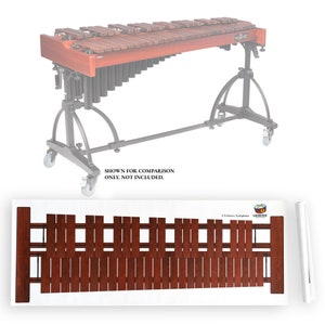 May include: A 3.5 octave xylophone with a wooden frame and red wooden bars. The xylophone is on a white background. The text "3.5 Octave Xylophone" is printed on the white background.