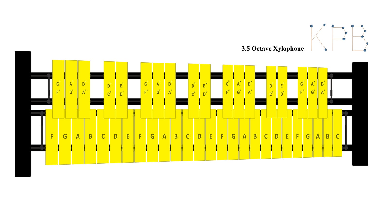 3.5 Octave Xylophone Practice Pad avec cadre Etsy