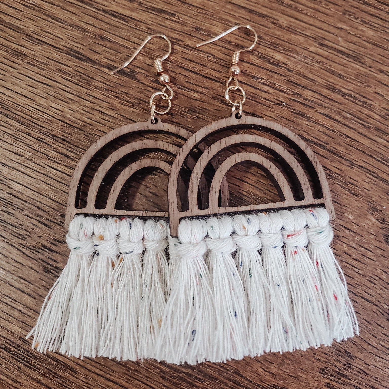 Macrame wood earrings Clearance