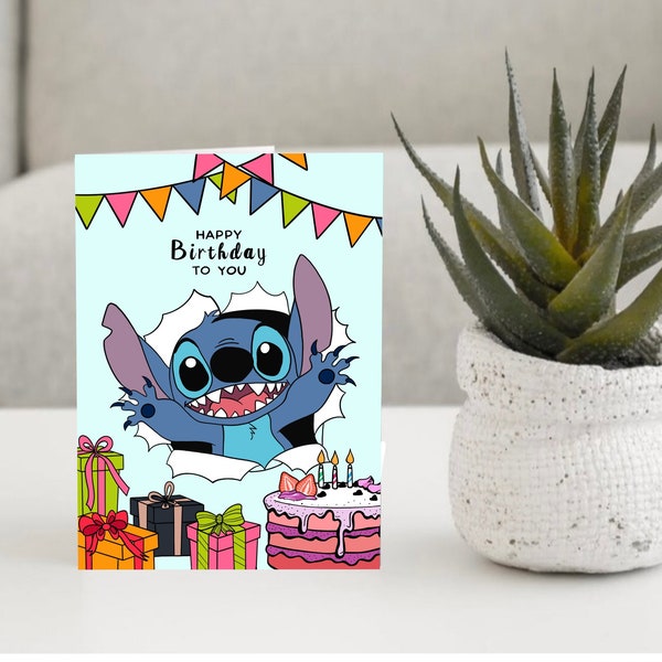 Lilo Stitch, 12 Cartes d'invitations d'anniire+12 enveloppes+12