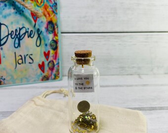 Love You To The Moon And Stars Message in a bottle. Mini messages Mini Bottles Gift