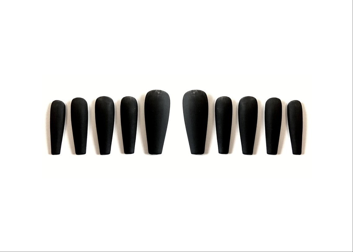 Classic Matte Black Press on Nails the Pressed Claw False Etsy