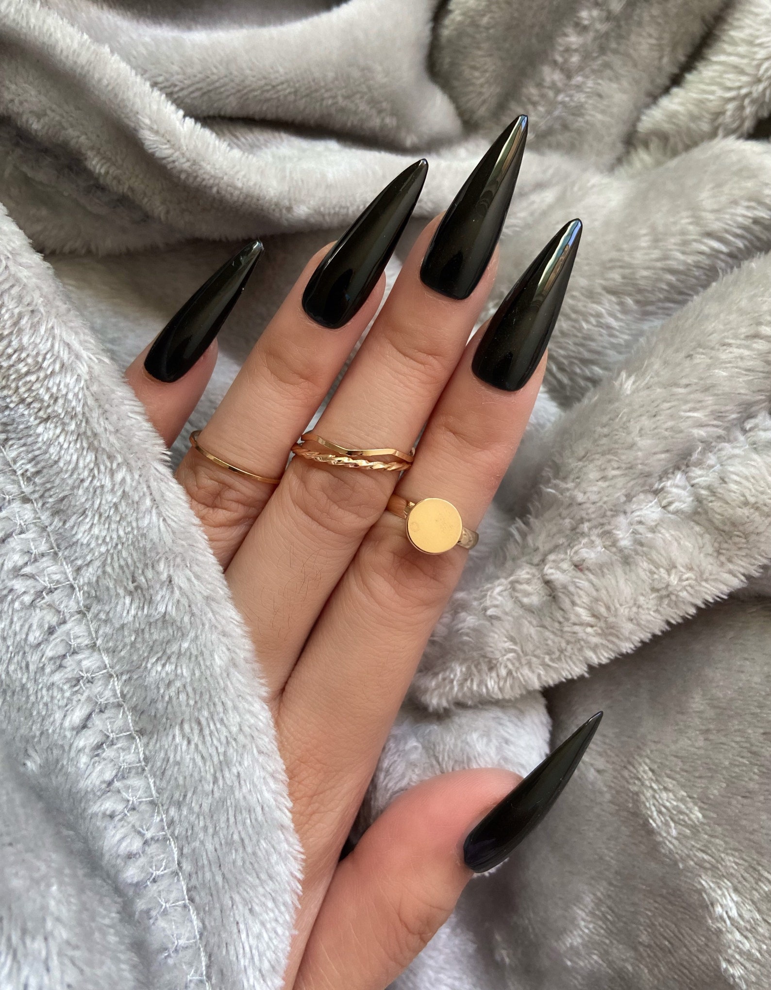 Classic Black Press on Nails Matte or Shine Choose Your Etsy