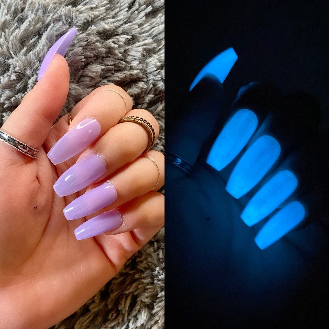 PURPLE to BLUE GLOW in the Dark Press on Nails the Pressed - Etsy