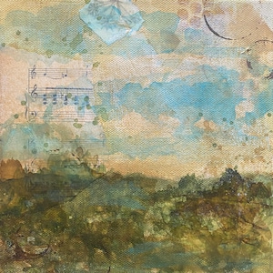 Toile collage artistique techniques mixtes « Bruit de nature »