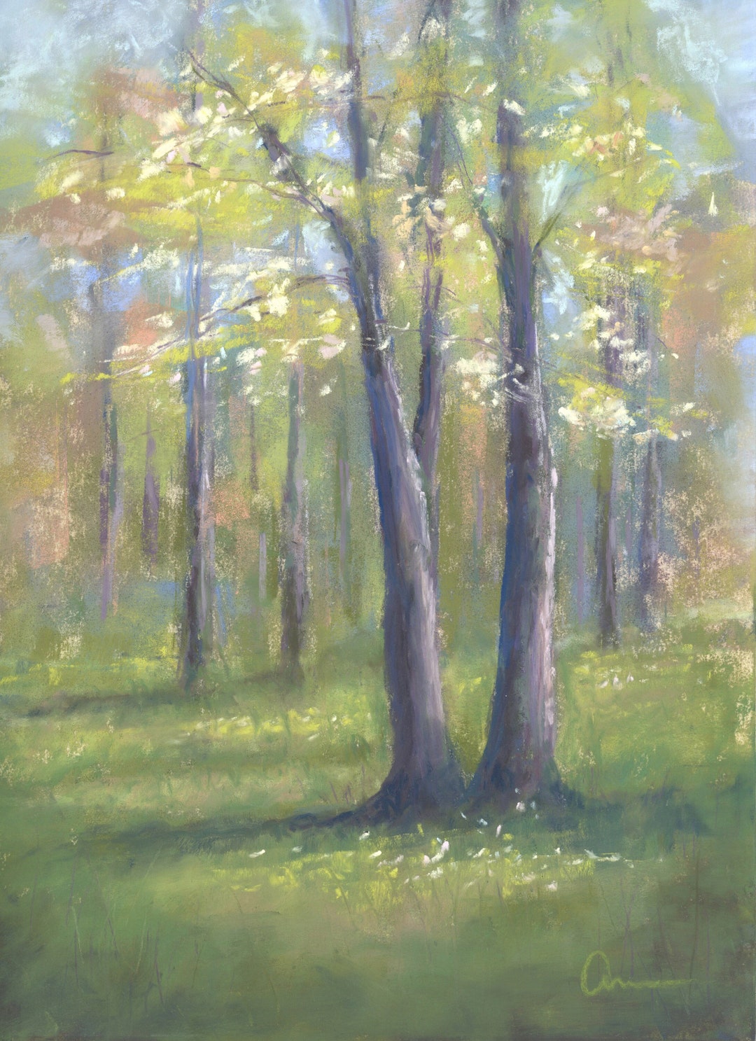 Spring Art Painting Spring Tree Art Soft Pastel Drawing Painting - Etsy
