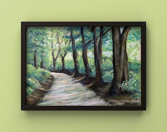 Soft Pastel Wall Art of Path in Trees