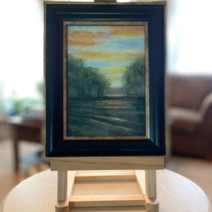 Original Artwork Painting &quot;Sunset through the Fields&quot; Small Framed Original Art