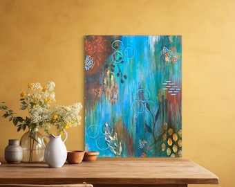 Mixed Media Original Abstract Painting Wall Art