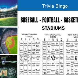 Football Bingo, Basketball Bingo, Birthday Bingo, Bingo, Trivia, Family Bingo Games, Thanksgiving Games, Printables, Party, Stadiums, Fun