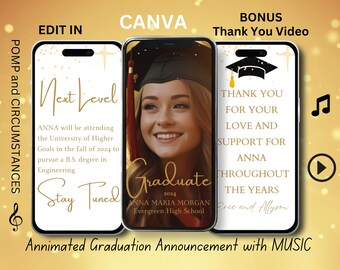 Digitale afstudeeraankondiging, geanimeerde afstudeeraankondiging, afstudeeraankondiging middelbare school, afstudeeraankondiging universiteit