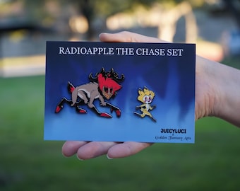 Radioapple Alastor and Lucifer Enamel Pin Set - JuicyLuci Collab