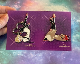LE Alastor and Lucifer Pinup Collab 70mm tall Hard Enamel Pins