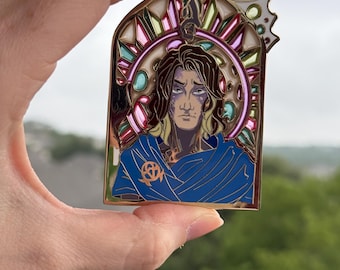 LE 50 Viktor Arcane Stained glass gold plated 75 mm tall enamel pin