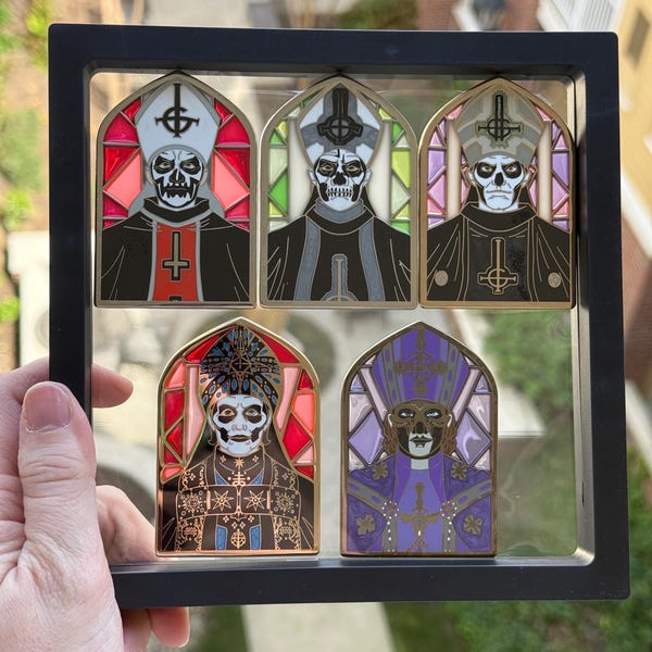 Geister-Papa emeritus 75 mm große Glas-Hart-Emaille-Pins