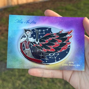 Jumbo 90mm Full Moon and Stars Stolas Hard Enamel Pins with glitter