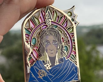 LE 50 Viktor Arcane Stained glass gold plated 75 mm tall enamel pin
