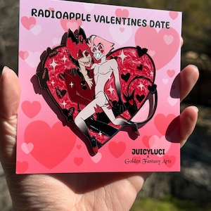 Limited edition Jumbo 90 mm Hazbin Hotel Radioapple Valentine&#39;s Date Hard Enamel Pins