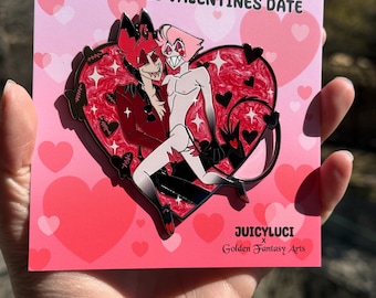 Limited edition Jumbo 90 mm Hazbin Hotel Radioapple Valentine's Date Hard Enamel Pins