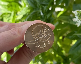 Lucifer Hazbin Hat and Stars Wax Stamp 30mm brass with metallic wax
