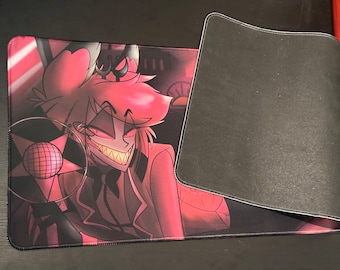 On Air Alastor the Radio Demon Deskmat with stitched edges 80 cm by 30 cm