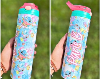 Personalized Alien Kids Water Bottle, Flip Top, Stainless Steel, School Gift