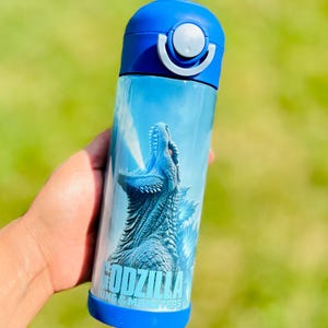 Blue Monster Inspired Kids Bottle for girls and boys 12oz & 20oz Birthday Gift  Personalized with Name. School Water Bottles for Kids.