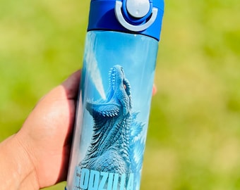Blue Monster Inspired Kids Bottle for girls and boys 12oz & 20oz Birthday Gift  Personalized with Name. School Water Bottles for Kids.