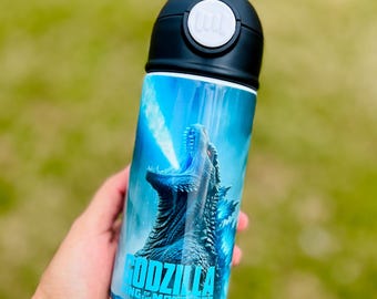 Botella infantil inspirada en el Monstruo Azul para niñas y niños, de 12 y 20 oz. Regalo de cumpleaños personalizado con nombre. Botellas de agua escolares para niños.