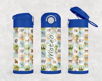 Zoo Animal Water Bottle Personalized 12oz & 20oz. Stainless Steel.