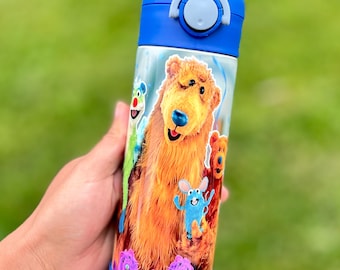 Blue Bear 12oz Kids Water Bottle, Little Bear Show, Bear Tumbler, Back to School, Gifts for kids