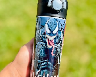 Venom Inspired Kids Bottle for girls and boys 12oz-20oz Birthday Gift Personalized with Name. School Water Bottle for Kids. Hot/Cold Drinks