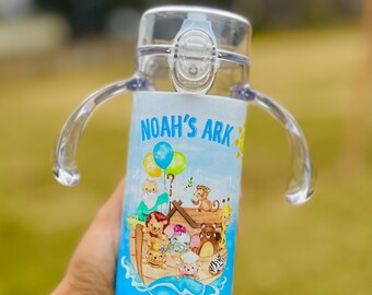 Noah's Ark Kids Bottle for girls and boys 12oz 20oz Birthday Gift  Personalized with Name. School Water Bottle for Hot/Cold Drinks