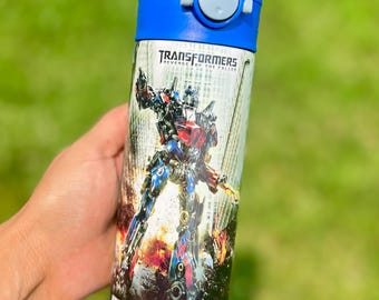Optimus Inspired Kids Bottle for girls and boys 12oz, 20oz Birthday Gift  Personalized with Name. School Water Bottles
