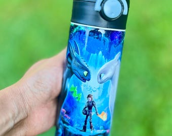 Custom Inspired Dragon Kids Bottle for girls and boys 12oz & 20oz Birthday Gift with Name Personalized